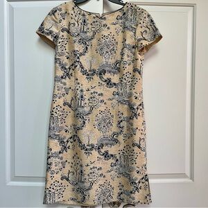 Talbots Beige and Black Patterned Dress